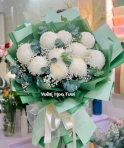 Bó hoa cúc mẫu đơn Trắng