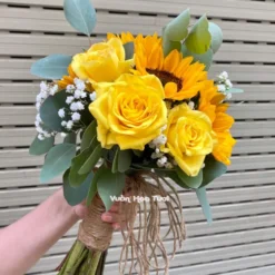 Bó hoa cưới Hồng Vàng