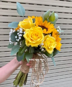 Bó hoa cưới Hồng Vàng