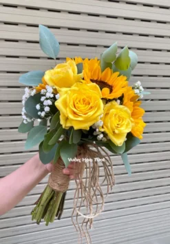 Bó hoa cưới Hồng Vàng
