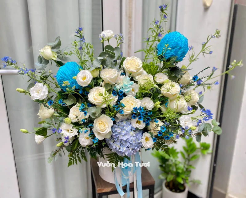 Lẵng Hoa Cúc Mẫu Đơn Độc Đáo