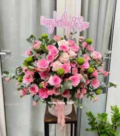 Lẵng Hoa Hồng Lạc Thần Kem