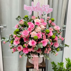 Lẵng Hoa Hồng Lạc Thần Kem