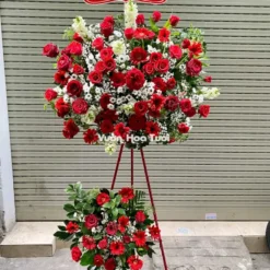 kệ hoa khai trương hồng đỏ 3