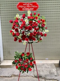 kệ hoa khai trương hồng đỏ 3