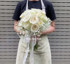 Bó hoa cưới hồng trắng 02