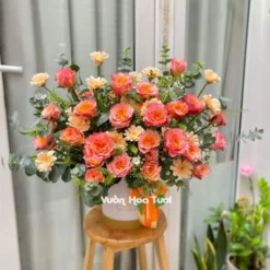 Lẵng Hoa Hồng Cam Spirit Phấn Khởi