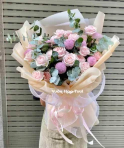 Bó Hoa Hồng Kem Dâu Ping Pong