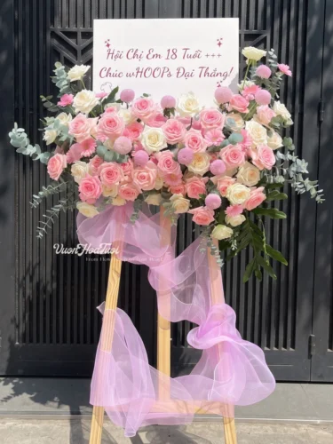 Kệ Hoa Hồng Ohara Trắng Hồng Vẹn Tròn