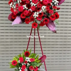 Kệ Hoa Khai Trương Hồng Đỏ 5 Caliomero Trắng