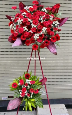 Kệ Hoa Khai Trương Hồng Đỏ 5 Caliomero Trắng