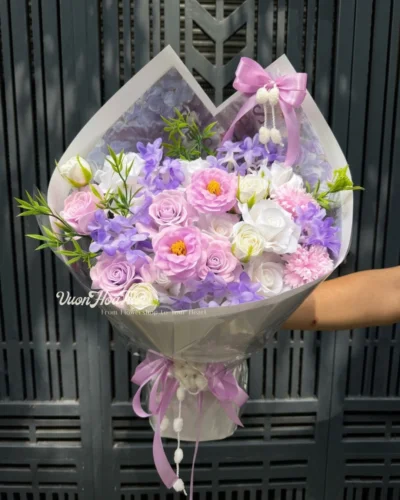 20/10 Bó Hoa Sáp Thơm Pink Rosa Sweety Bó Hoa Sáp Say Đắm Lãng Mạn Tone Tím