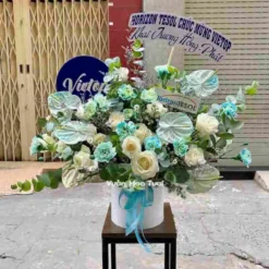 Lẵng Hoa Khai Trường Hồng Trắng Blue Sky