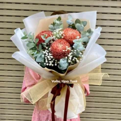 Bó Hoa Cúc Mẫu Đơn Nâu 3 Bông