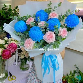 Bó Hoa Cúc Mẫu Đơn Xanh Duong Kem Dâu