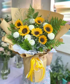 Bó Hoa Hướng Dương Ping Trắng