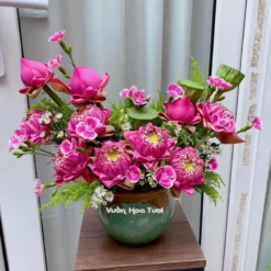 Lẵng Hoa Sen Hồng Sang Trọng