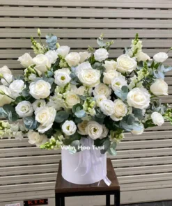 Lẵng Hoa Sinh Nhật Hồng Trắng