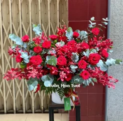 Lẵng Hoa Sinh Nhật Đỏ Lan Mokara