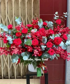 Lẵng Hoa Sinh Nhật Đỏ Lan Mokara