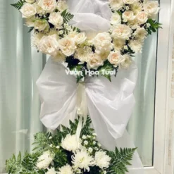 Vòng Hoa Chia Buồn Hồng Trắng 2