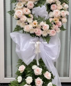 Vòng Hoa Chia Buồn Trắng Hồng CB01