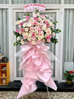 Kệ Hoa Khai Trương Đồng Tiền Pastel