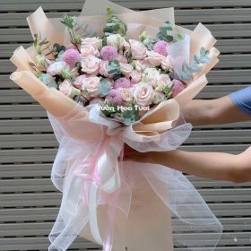 Bó Hoa Kem Dâu Sói Hồng 2810 b