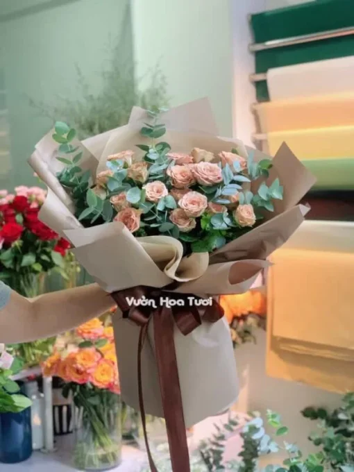 Đặt hoa online Bó Hoa Hồng Cappuccino