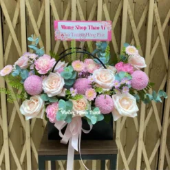 giỏ hoa sinh nhật ping pong mini