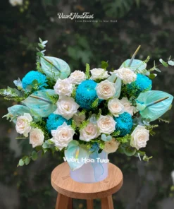 Lẵng Hoa Khai Trương Xanh Dương Blue