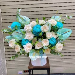 Lẵng Hoa Khai Trương Xanh Dương Blue