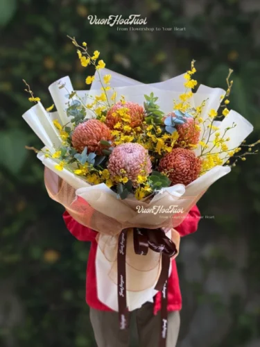 Bó Hoa Cúc Mẫu Đơn Nâu Tặng Sếp Bó Hoa Cúc Mẫu Đơn Nâu Tặng Sếp Sang Trọng