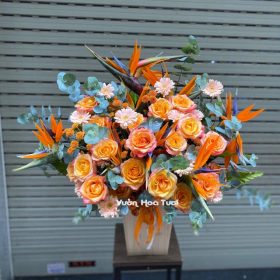 Đặt Hoa Online Lẵng Hoa Khai Trương Cam