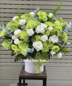 lẵng-hoa-đẹp-khai-trương-tone-xanh-tươi