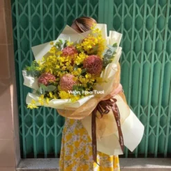 Bó Hoa Cúc Mẫu Đơn Nâu Tặng Nam Sinh Nhật