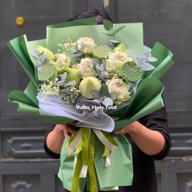 Bó Hoa Sen Xanh Lá Bạc