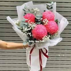 Bó Hoa Cúc Mẫu Đơn Đỏ 4 Bông