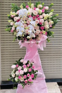 Kệ Hoa Khai Trương Hồng Sang Trọng