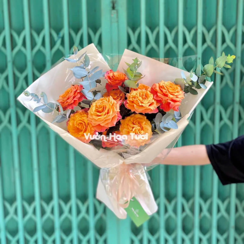 Bó Hoa Hồng Cam Tặng Sinh Nhật