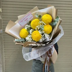 Bó Hoa Cúc Mẫu Đơn Vàng May Mắn