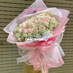 Bó Hoa Hồng Sinh Nhật Baby Trắng BigSize