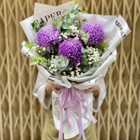 Bó Hoa Cúc Mẫu Đơn Tím Say Đắm