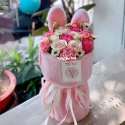 Bó Hoa Sinh Nhật Thỏ Hồng Đáng Yêu