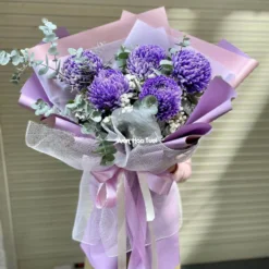 Bó Hoa Cúc Mẫu Đơn Tím Say Đắm