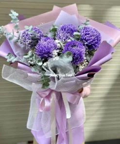 Bó Hoa Cúc Mẫu Đơn Tím Say Đắm