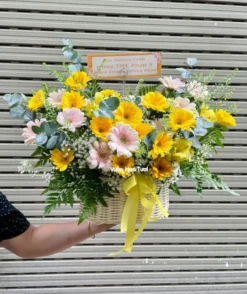 Giỏ Hoa Khai Trương Đồng Tiền Vàng