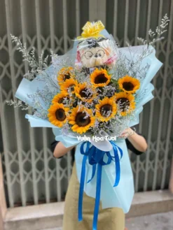 Bó hoa hướng dương gấu bông tốt nghiệp