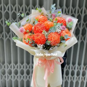 Bó Hoa Cúc Mẫu Đơn Cam Tinh Tế