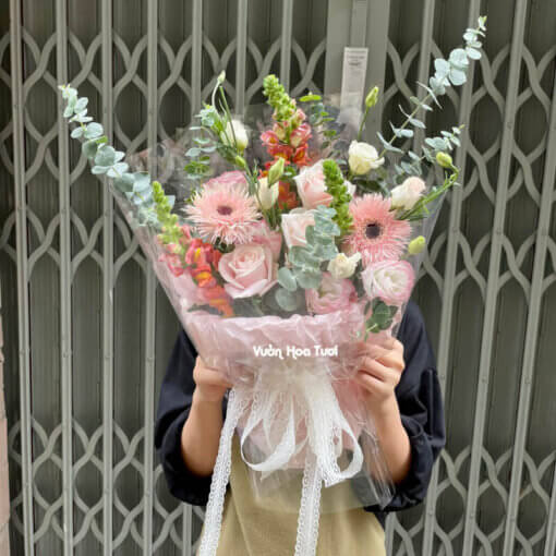 Bó hoa Sinh Nhật hồng phong cách Hàn Quốc